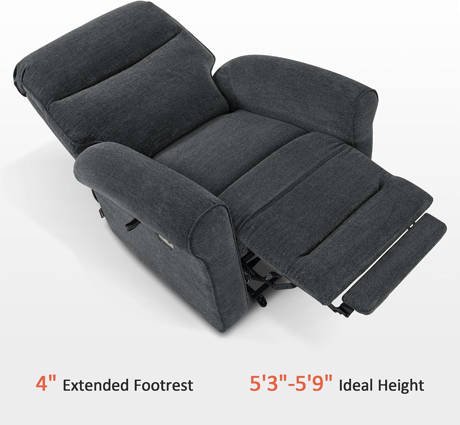 MCombo Dual Motor Power Lift Recliner Chair with Massage and Heat for Elderly, USB Ports, Lay Flat, Fabric 7666 (Dark Grey)
