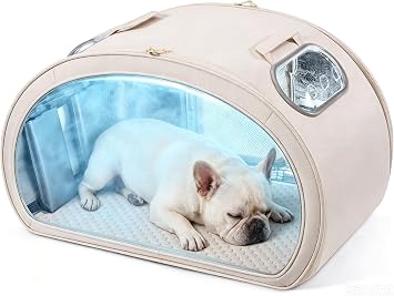 Pecute Cooling Dog House,with Cooling Mat for Small Dogs,Cat Bed,L,Cream