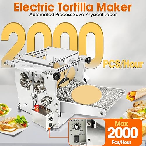 Miniatura 3 de Máquina eléctrica de tortillas, máquina automática de prensa de tortilla de maíz y harina de 2 a 7.8 pulgadas con revestimiento antiadherente,