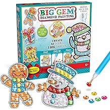 Creativity for Kids Holiday Big Gem Diamond Painting Kit | Create 12 Festive Stickers &amp; 2 Suncatchers with 1000+ Colorful Gems | Fun for Parties, Gifts, Ornaments &amp; Seasonal D&eacute;cor (Ages 6+)