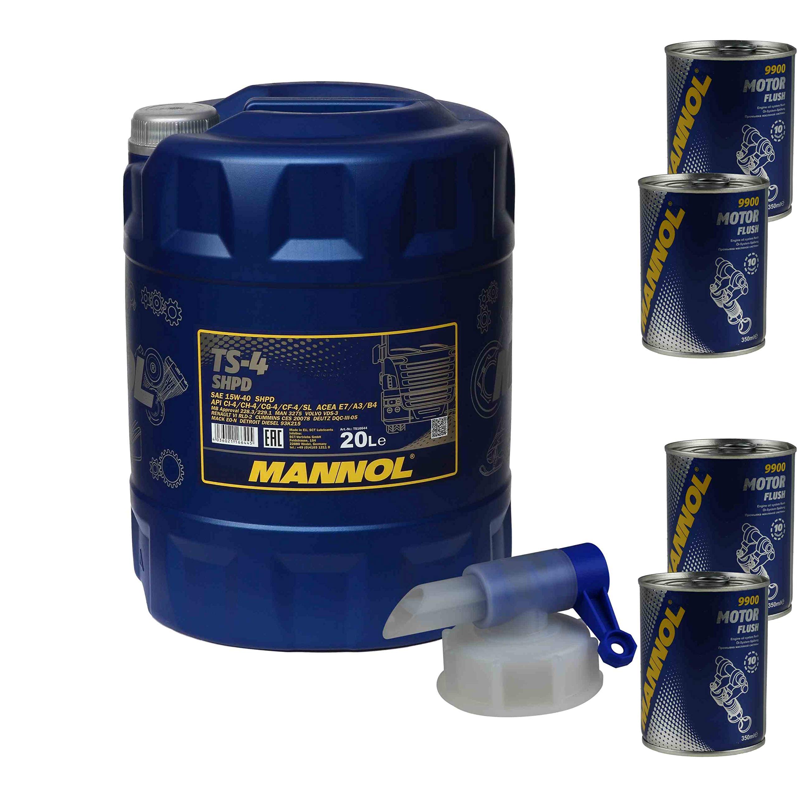 MANNOL TS-4 SHPD 15W-40 Lot de 4 flacons d'huile moteur ADDITIV 20 l