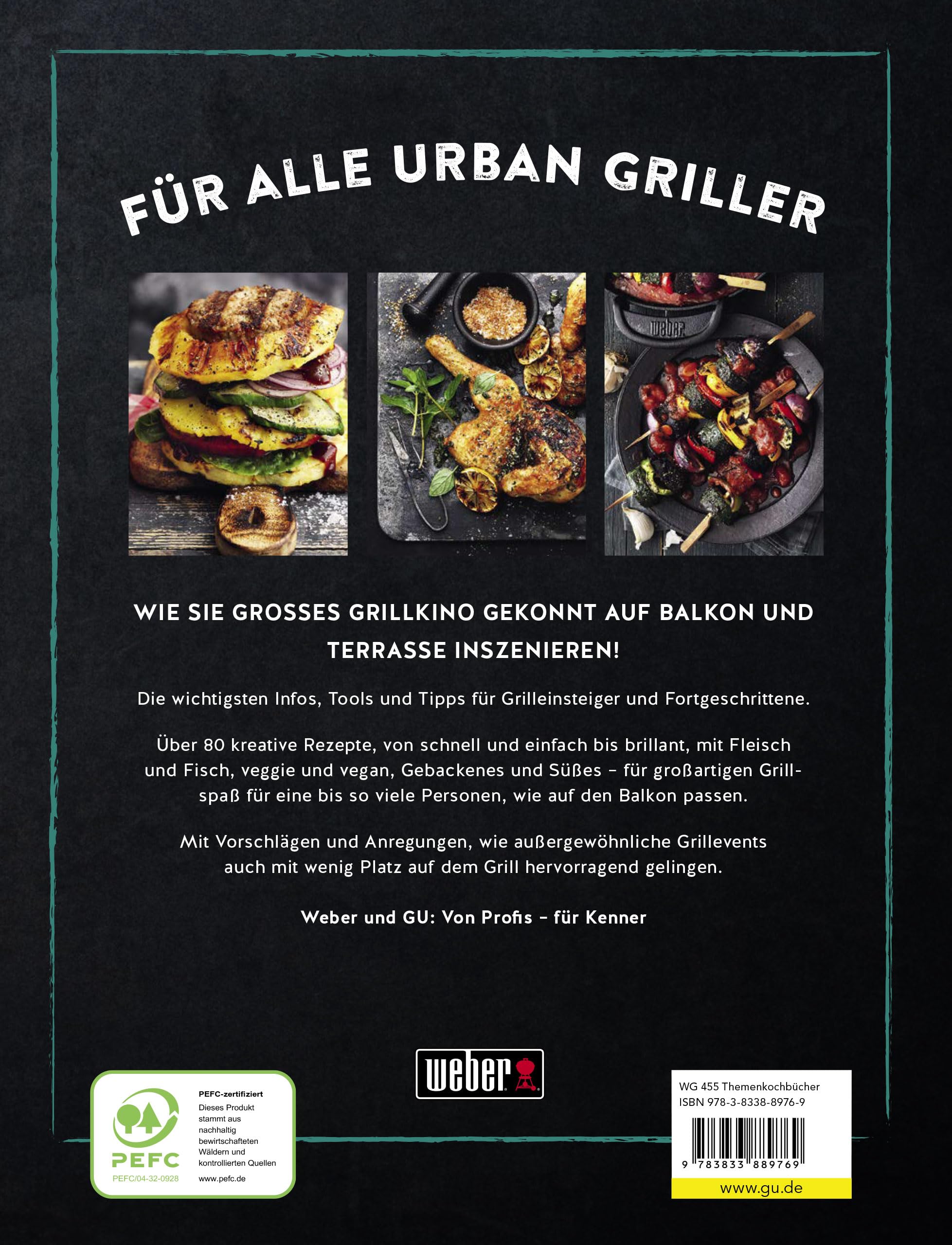 Rimoco Geschenkset Weber's Grillen auf dem Balkon + Bio Grill Gewürze Set - das ultimative Geschenk für Männer - Weber Kochbuch, 3x leckere Grillgewürze und 2x Rezeptkarten