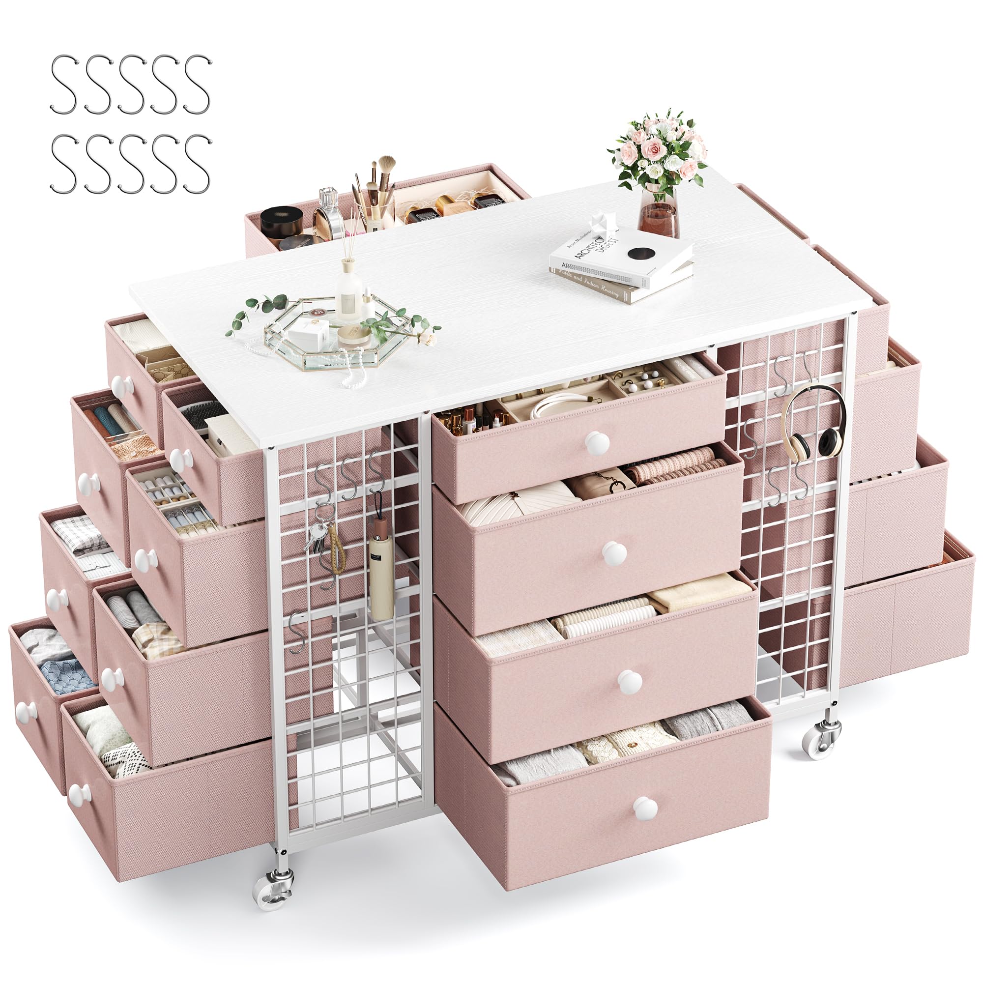 Amazon.com: EnHomee 24 Drawers Pink Dresser with 4 Wheels, Closet