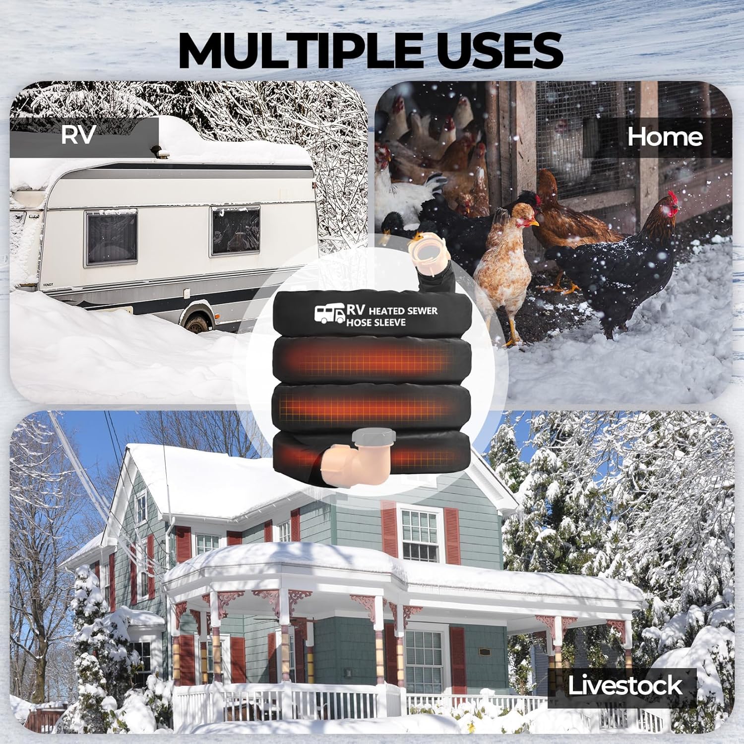 Heated Rv Sewer Hose,15FT 20FT Electrical Heated Sleeve of Rv Sewer Hose Kit,Camper Sewer Hose or Rv Skirting for Winter/Avoid Freezing -20° Rv Accessories