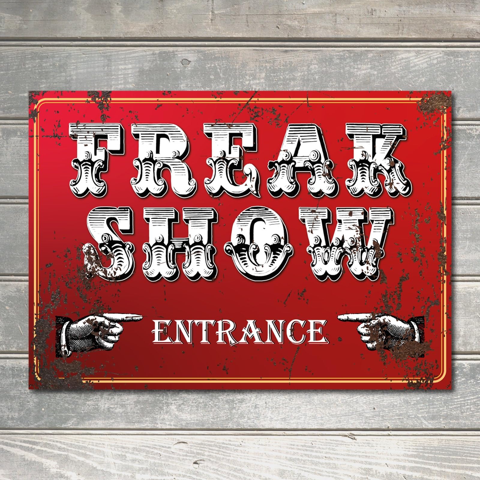 My Pixel Print Metal Freak Show Vintage Tin Circus Entrance Door Sign Decor Man Cave Gift Plaque
