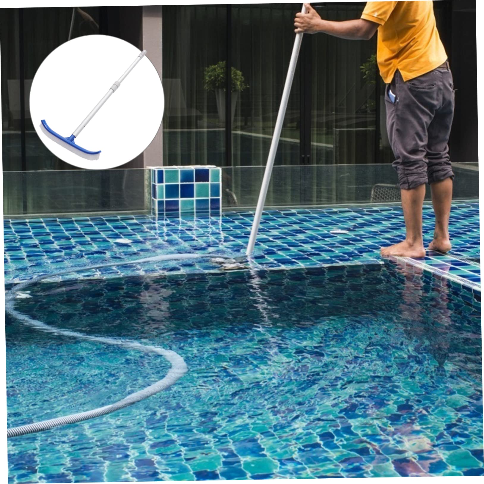 Brosse de Nettoyage pour Piscine Abs, Poils Longs Robustes, 1 Set