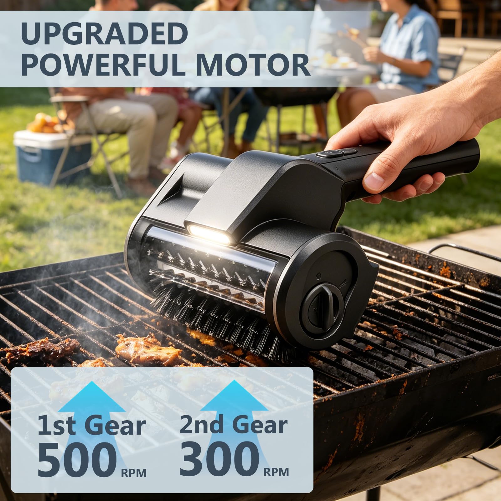 Spazzola elettrica per barbecue, 2 livelli, batteria da 4000 mAh, senza