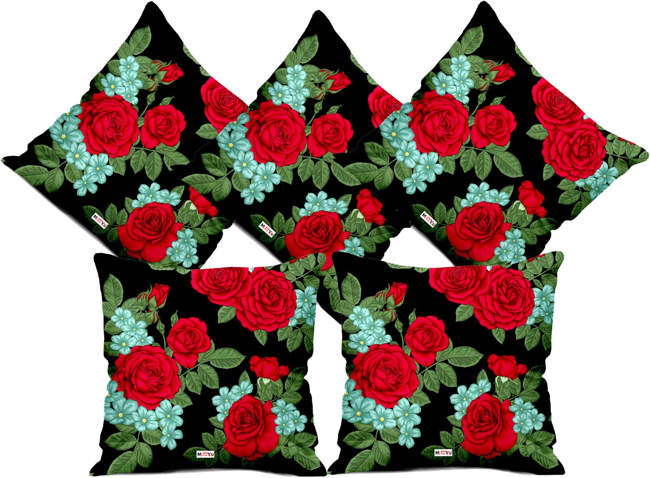ME & YOU Decorative Satin Printed 5 Cushion with Microfiber Filler for Living Room and Bed Room