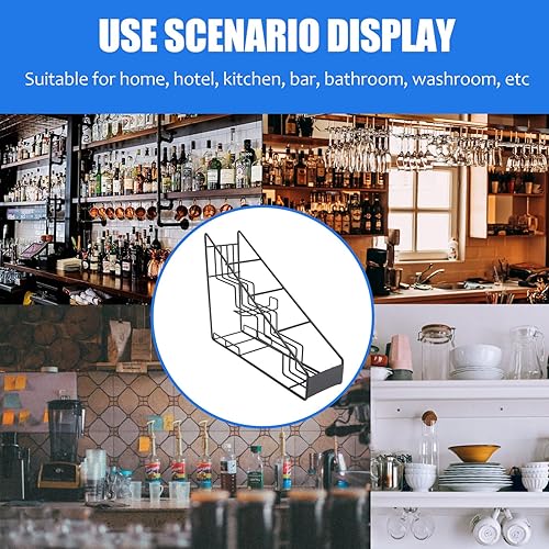 Miniatura 4 de DOITOOL Organizador de jarabe de café para encimera, organizador de botellas de alambre con 4 compartimentos, almacenamiento para jarabe, vino,