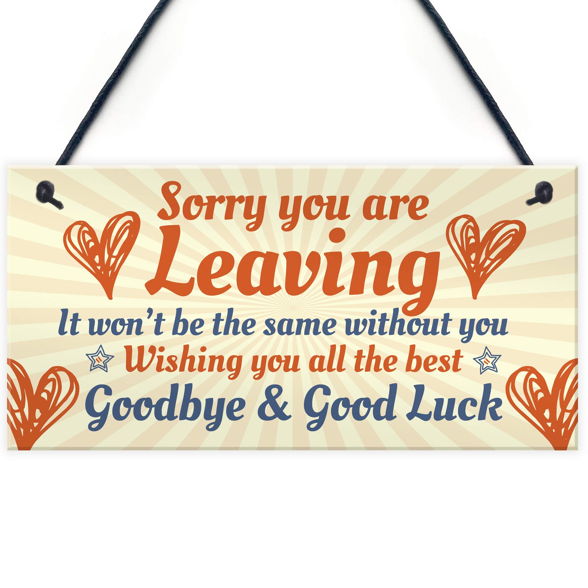 Red Ocean Sorry You're Leaving Boss Friend Colleagues Leaving New Job Gift Hanging Plaque Good Luck Signs