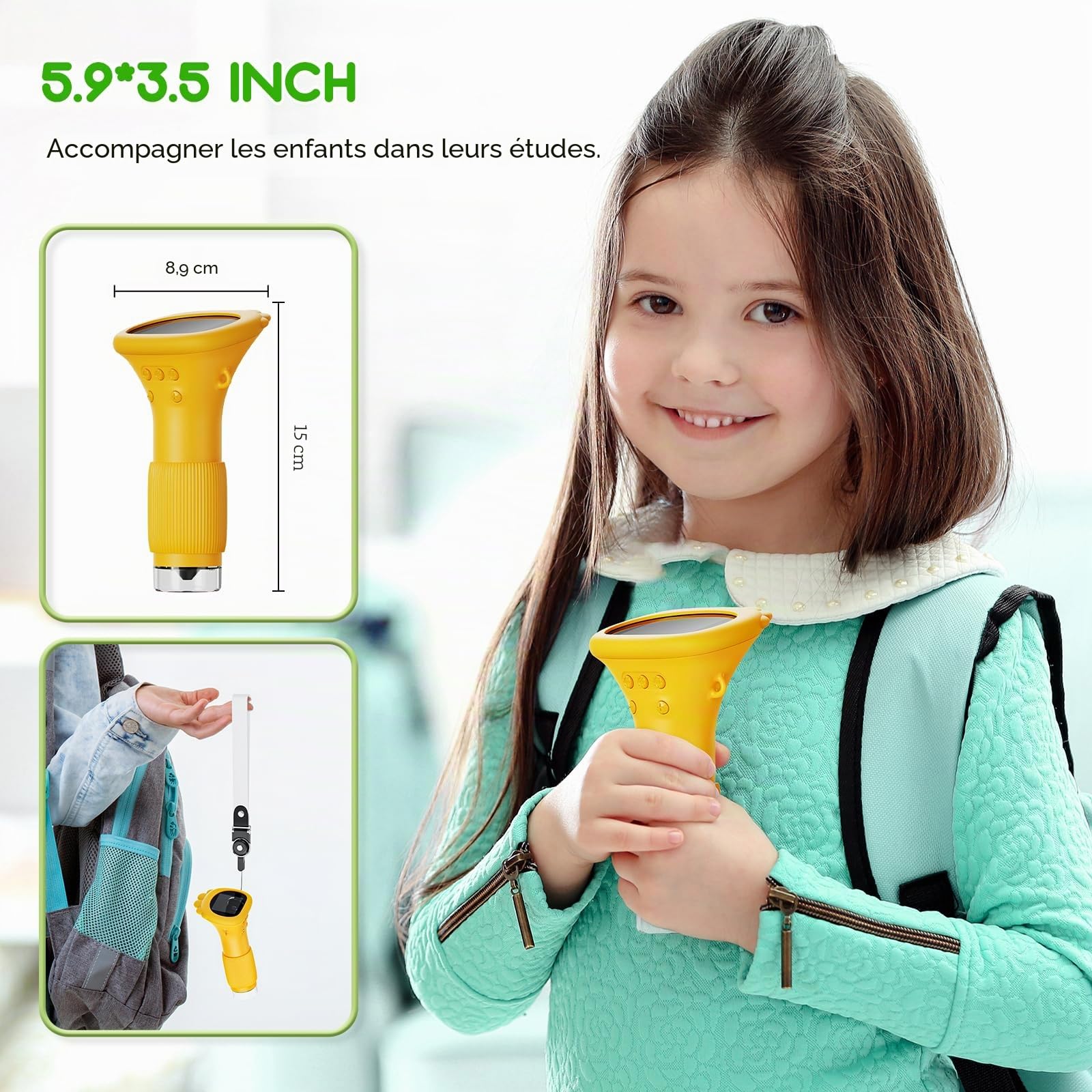 Ashfly Kids Pocket Microscope, Microscopeportable 50X-200X avec écran IPS 2" et 8 lumières LED pour la Photo et la vidéo, Cadeau Microscope pour Enfants 3+ - Orange