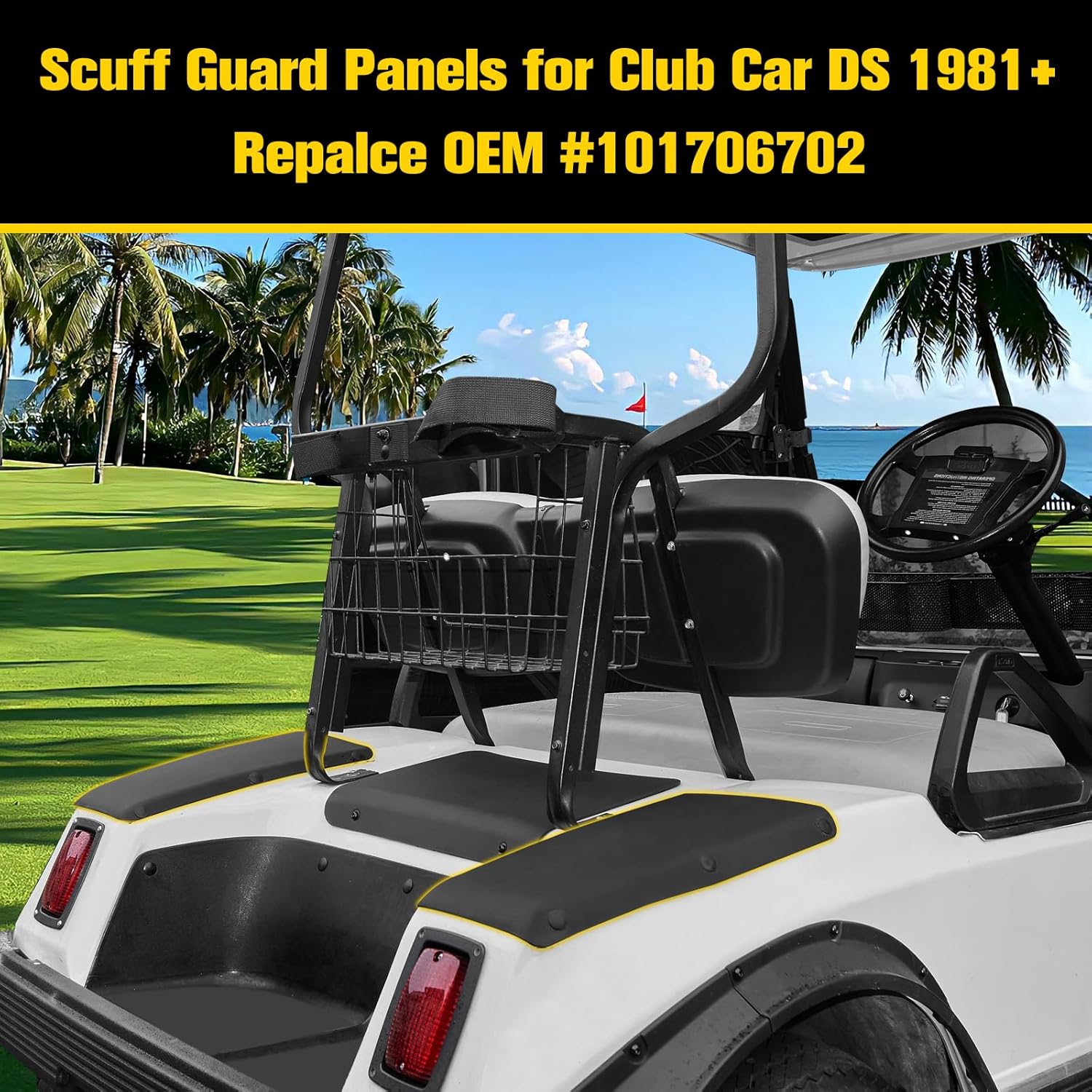 Scuff Guard Plastic Pad Compatible with Club Car DS 1981+ Golf Cart Accessories, Heavy Duty Rear Side Guard Panels, Rear Scratch Guard Plate Driver & Passenger Side, OEM #101706702, 2PCS