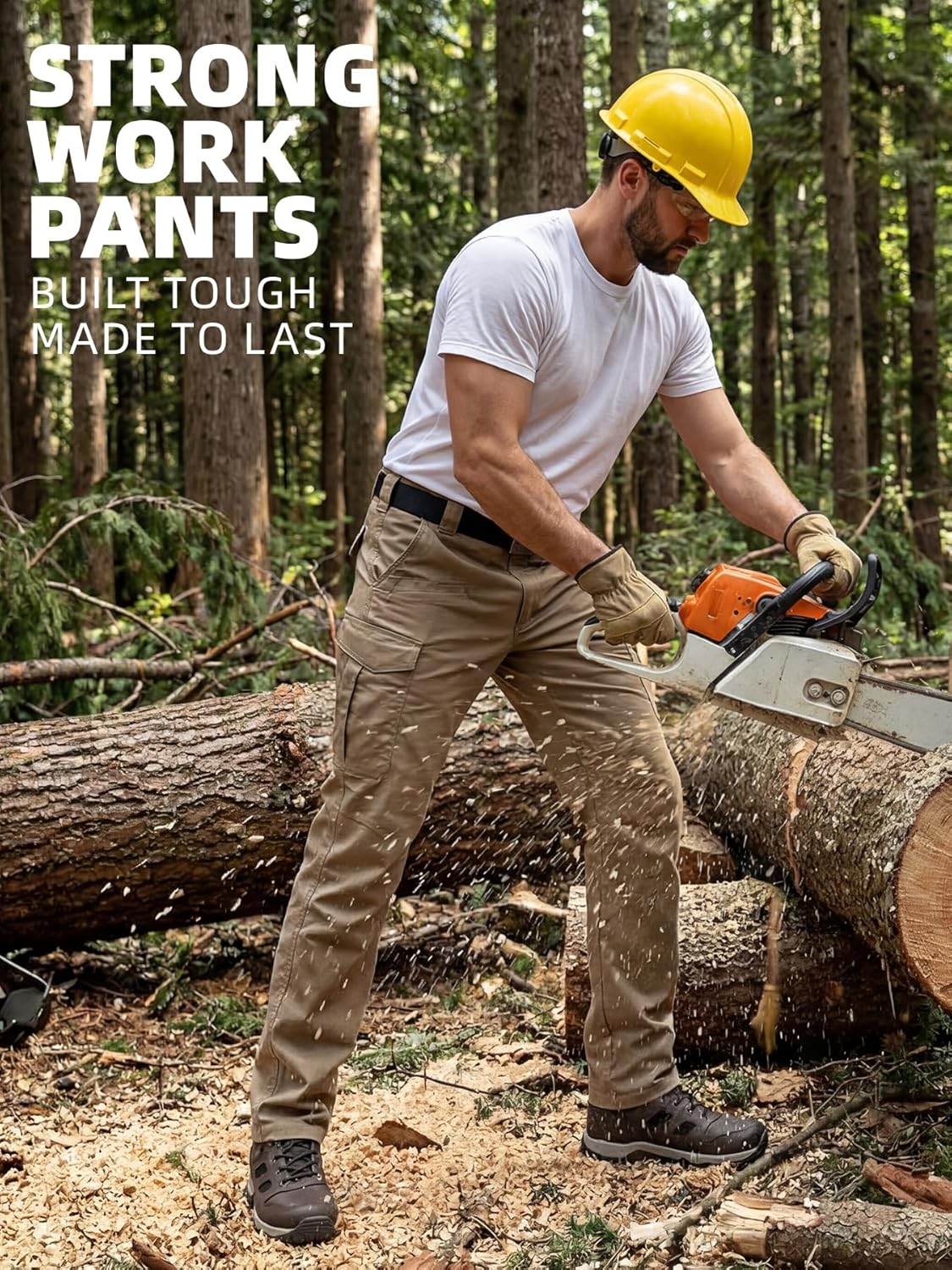 Men's Tactical Pants Ripstop Waterproof Cargo Work Pants 8 Pockets for Hiking Working Safari Construction