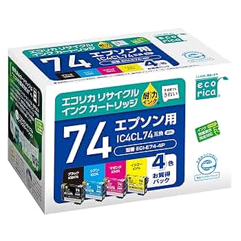 EPSON 純正、エコリカ　インクカートリッジ Amazon.co.jp: ECI-E74-4P : パソコン・周辺機器