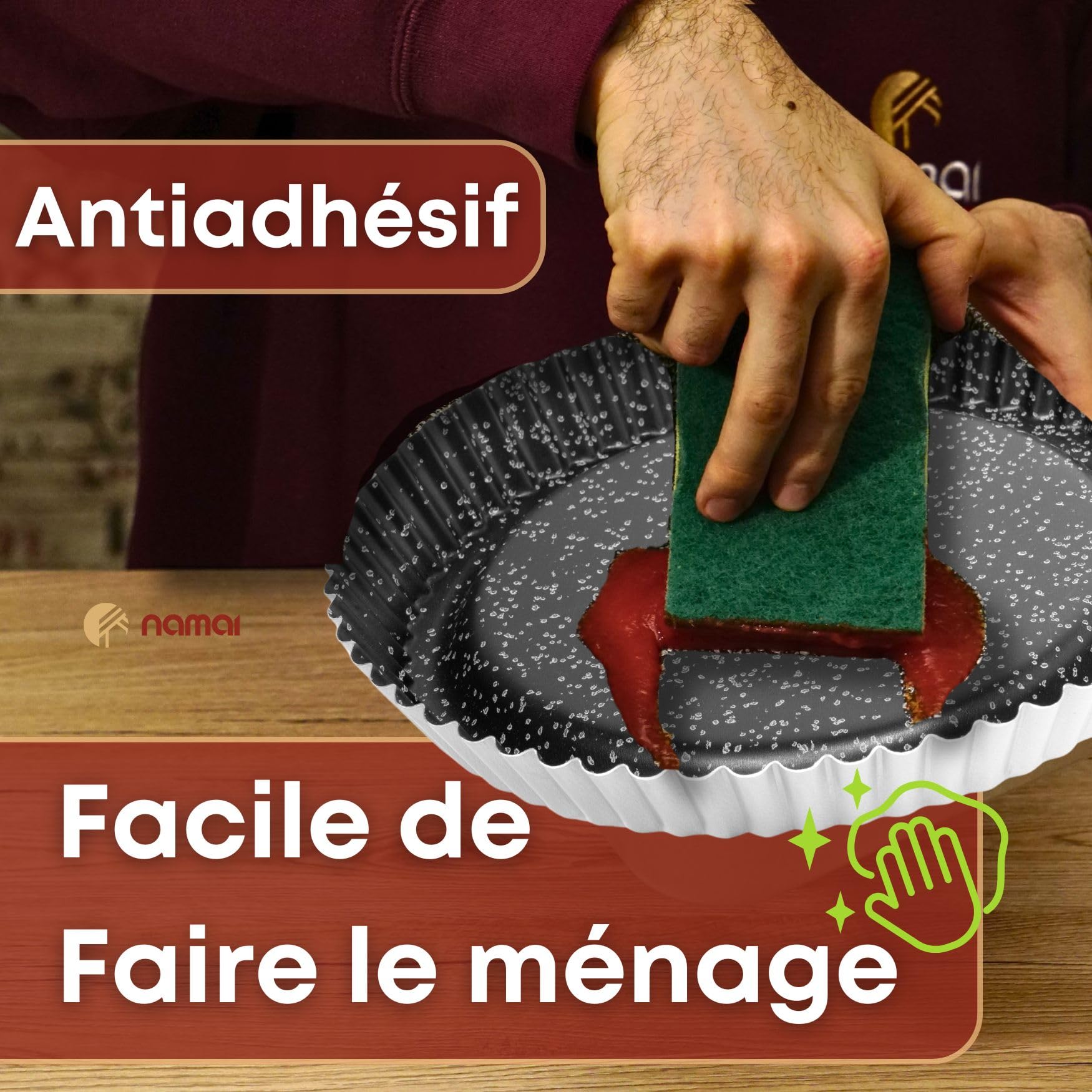 NAMAI - Moule Tarte, 28 cm Ø x 4cm H, Anti-Adhérent, Aluminium, Moules à Tarte, Plats à Tarte, Moule Gateau Rond, Made in Italy, Moule a Tarte, Moule Rond