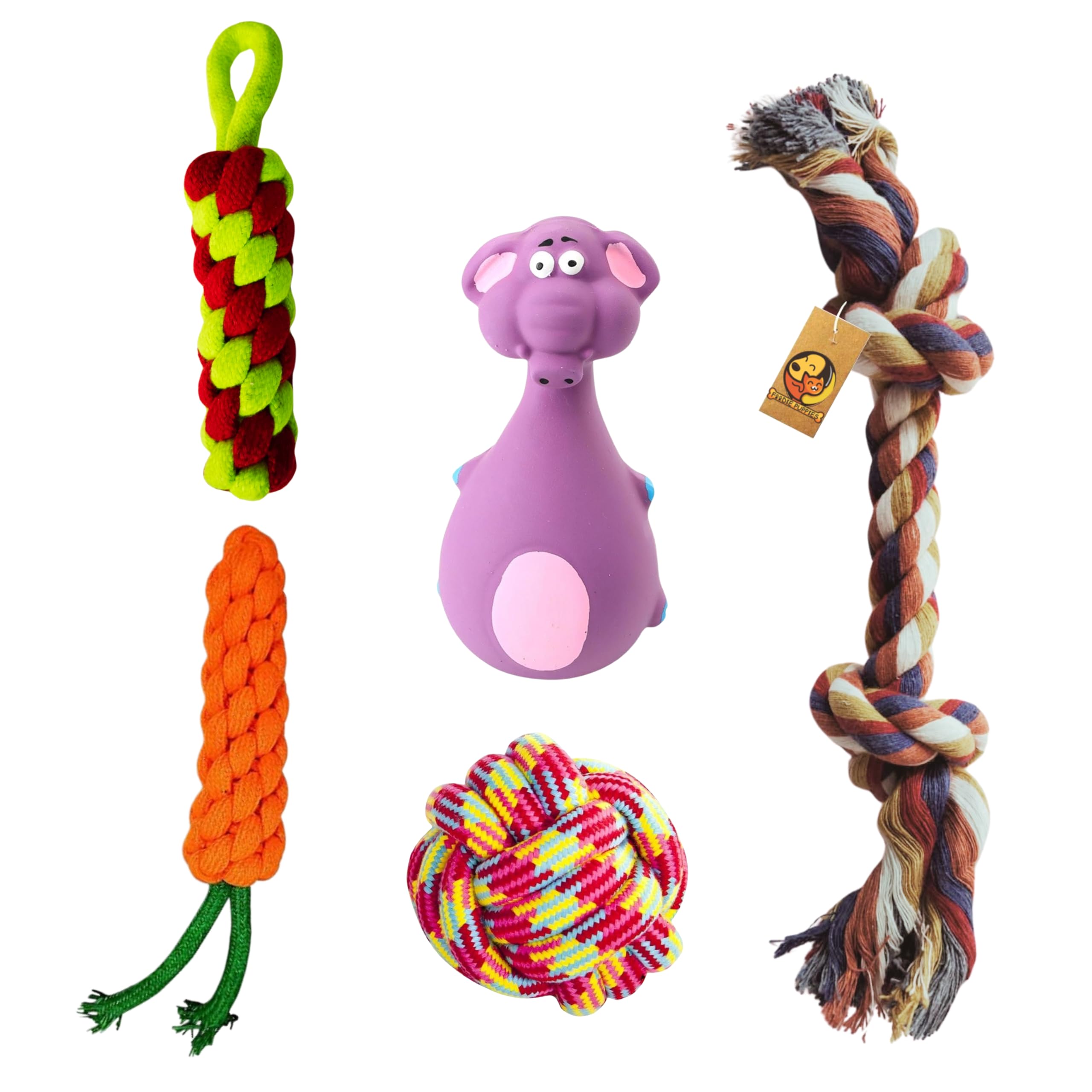 Foodie Puppies Dog Toys + Dog Chew Toys + Puppy Teething Toys + Rope Dog Toy for Small Dog and Puppies Toy + Dog Toy Combo Pack + Tug Toy + Dog Toy Set + Washable Cotton Rope for Dogs (Pack of 5) (B0D5WD1RGS) Amazon Price History, Amazon Price Tracker