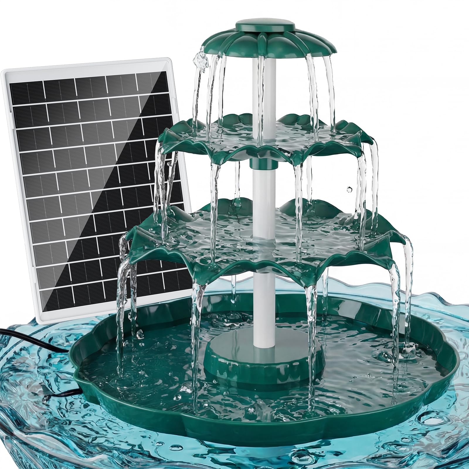 Photo 1 of AISITIN 6.5W Solar Bird Bath Fountain, 3-Tiered Waterfall, DIY Detachable Solar Fountain Pump & Adjustable Panel, Lightweight Resin Plastic for Garden, Outdoor Bird Feeder, Pond Decor