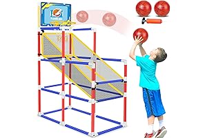 Auggie Kids Arcade Basketball Hoop Game Set with 2 Balls Air Pump