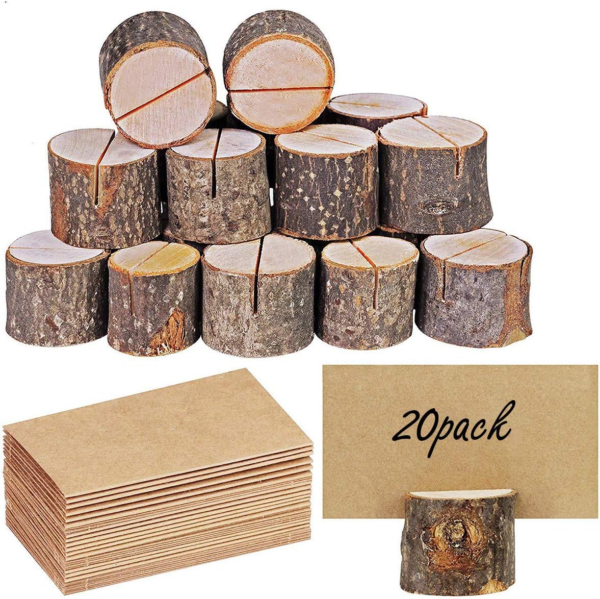 Porta Tarjetas de Nombre y Número de Mesa de Madera con 30 Tarjetas de Lugar para Banquete de Boda
