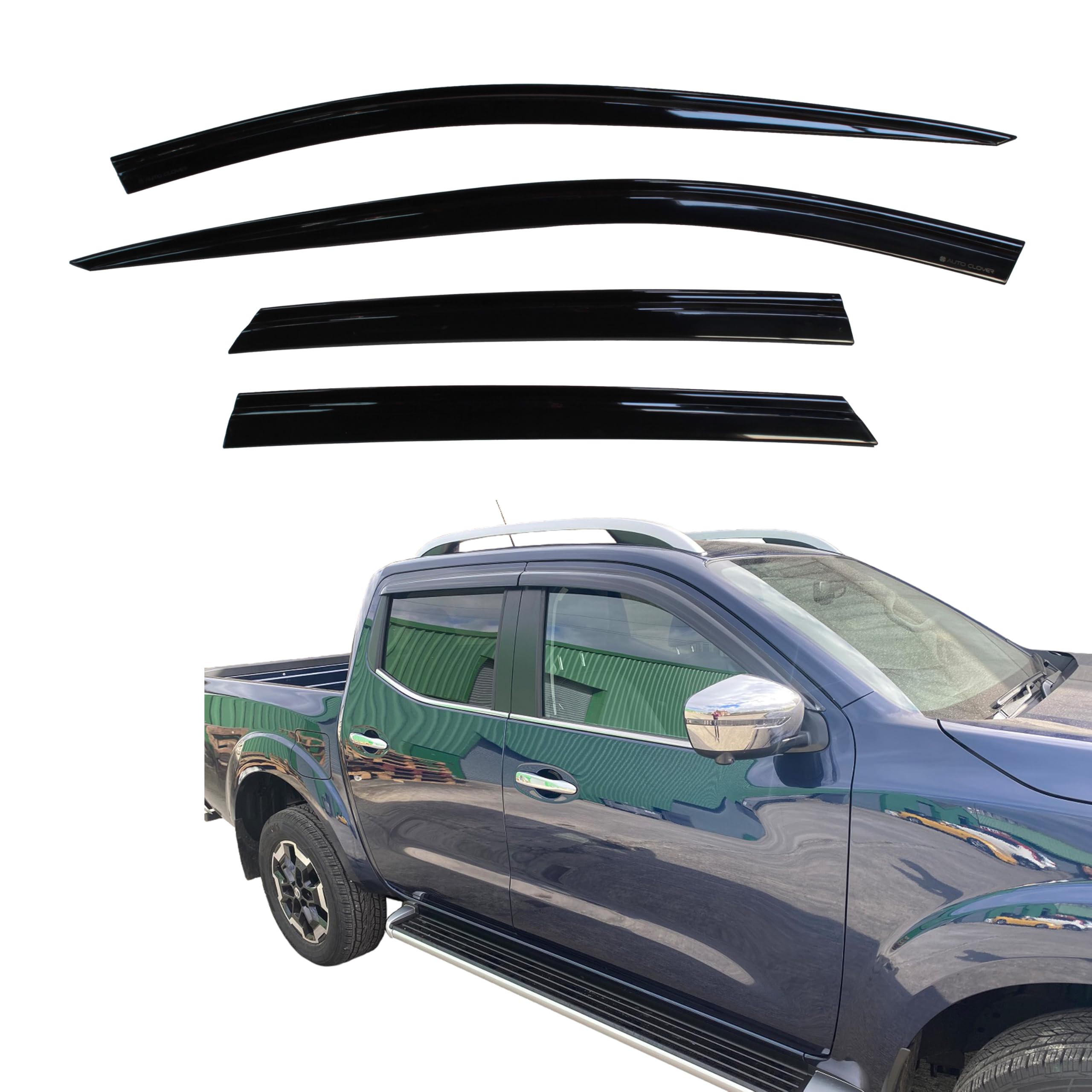 AUTO CLOVER Wind Deflectors for Nissan Navara 2015+ Double Cab (4 pieces)