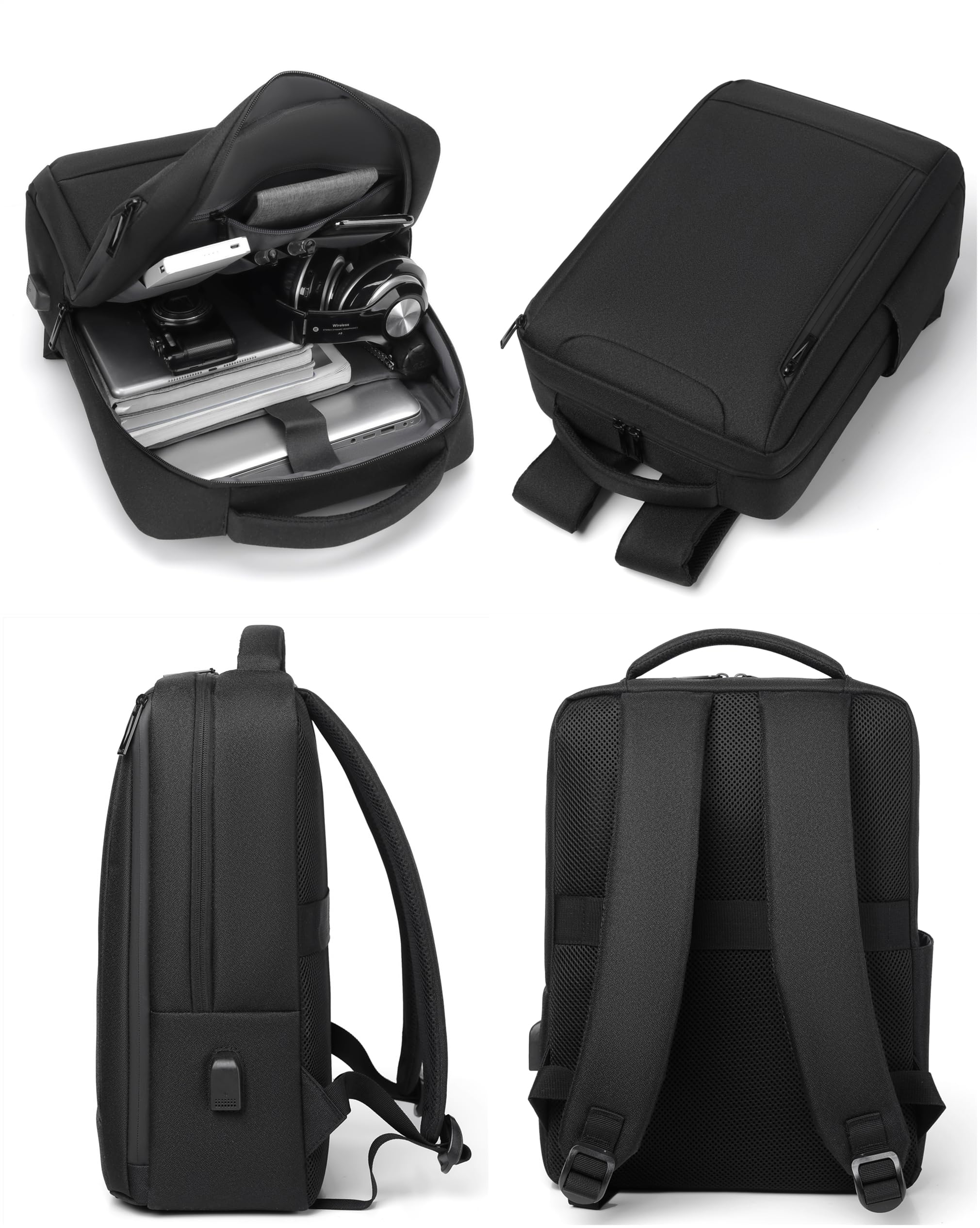 Mixroom - Zaino Porta PC con Scomparto Custodia per Computer Portatile Borsa Laptop Notebook fino ai 15.6" Con Attacco USB Scuola Viaggio Casual Z38 (NERO)