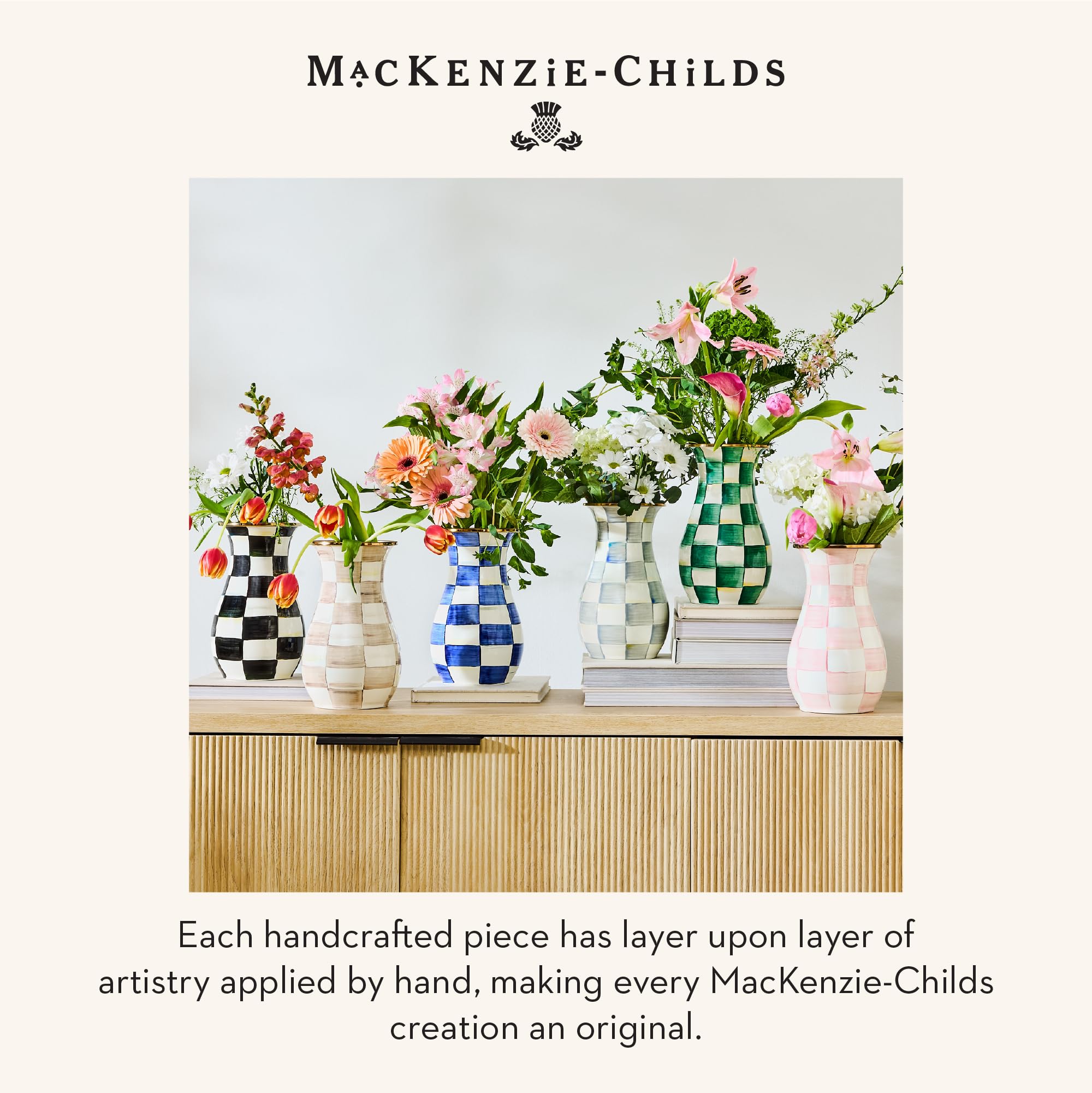 Amazon.com: MACKENZIE-CHILDS Tall Enamel Vase, Unique Flower Vase