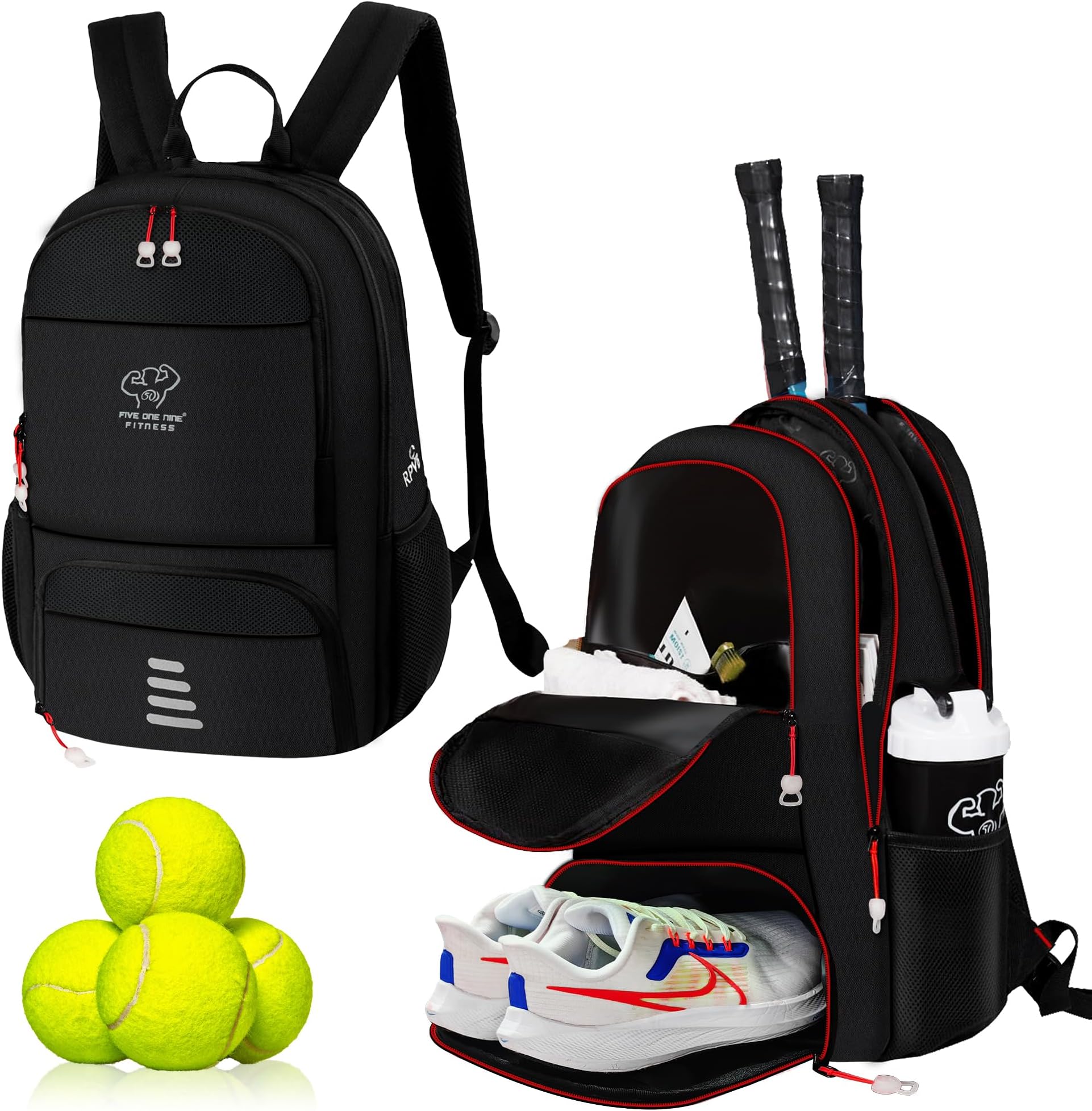 Tennis Backpack for Women and Men, Tennis Bag with Shoe Compartment for Pickleball,Badminton,Squash Racquet