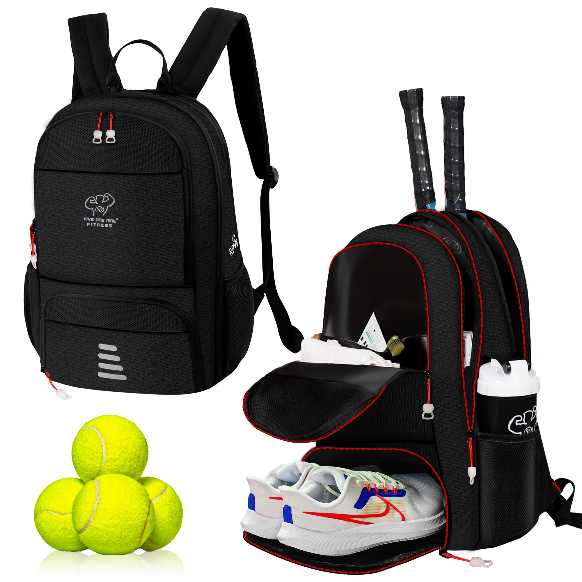 Tennis Backpack for Women and Men, Tennis Bag with Shoe Compartment for Pickleball,Badminton,Squash Racquet