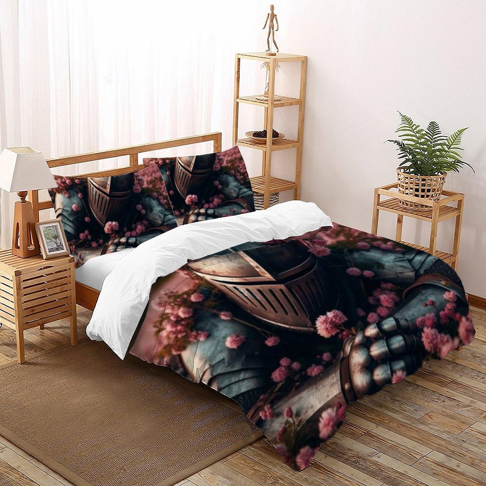 Housse de couette King 220x240cm en microfibre et 2 taies d'oreiller imprimé 3D pour filles