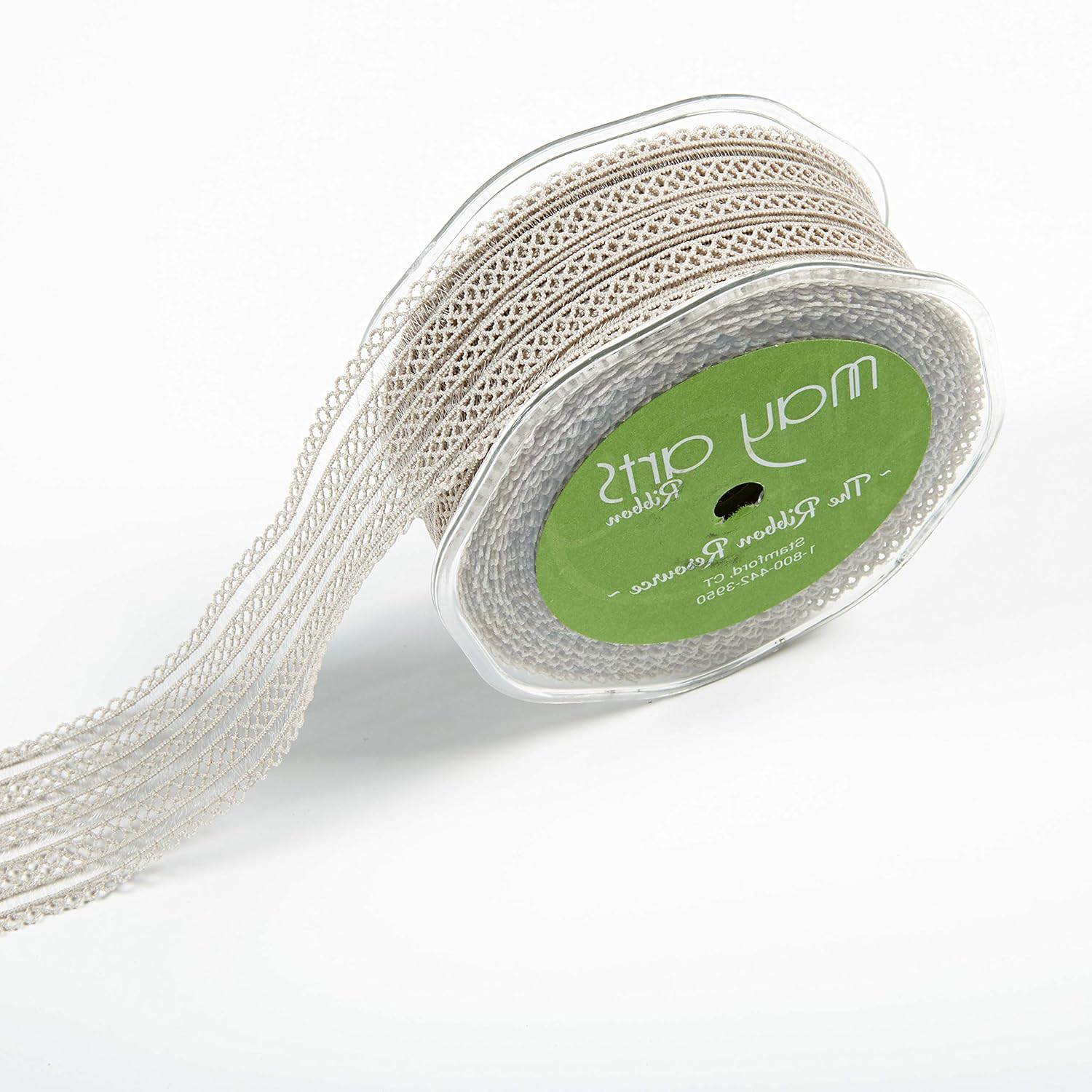 May Arts 1 3/8'' Sheer Elastic Scalloped Edge Lace Ribbon