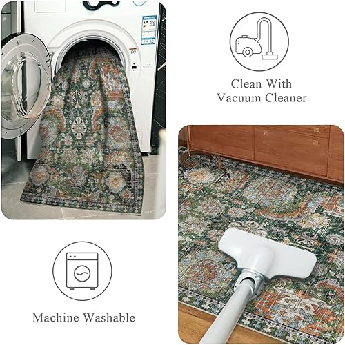 Miniatura 4 de RUGSURE - Alfombras lavables, resistentes a manchas y agua, antideslizantes, para sala, dormitorio, habitación infantil, guardería, mascotas y