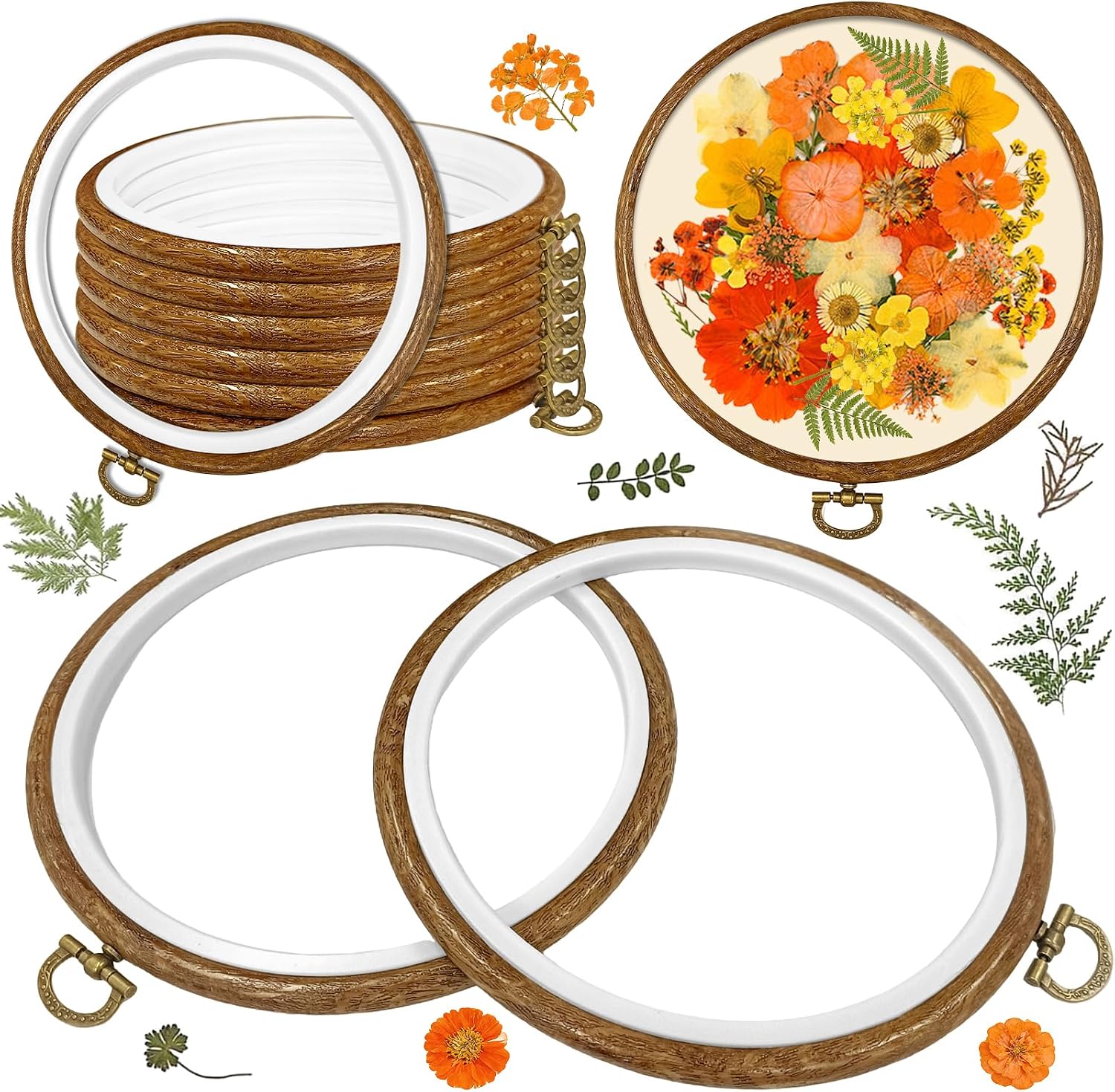 6 Pcs Embroidery Hoop Frame Set, Circle Hoop Ring Cross Stitch Hoop for Embroidery, Cross Stitch, Needlework, Art Craft Handy Sewing and Christmas Decoration (Size-6")