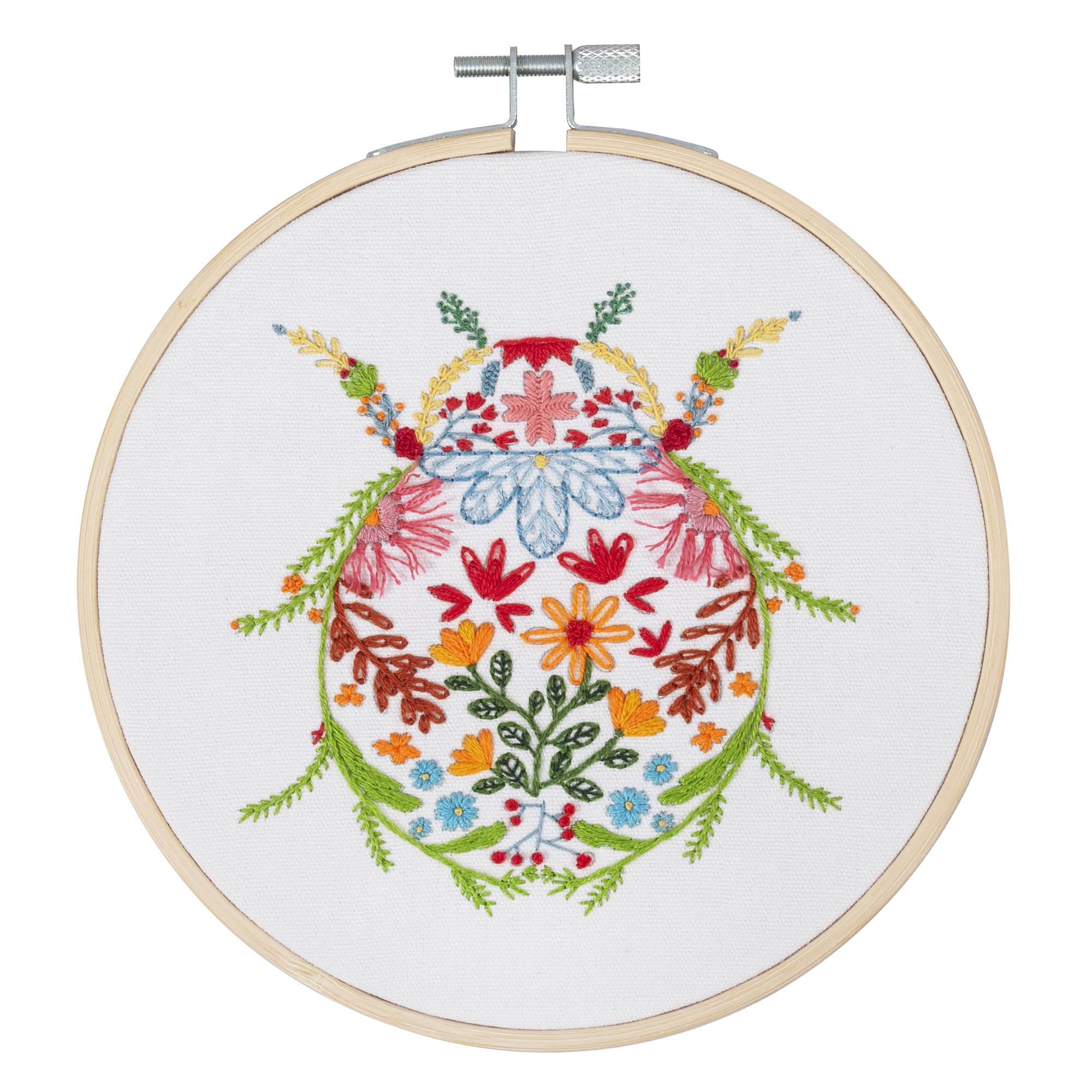 Trimits Embroidery Kits - 15cm 6" Embroidery Beginners Kit, Cross Stitch Kits for Adults, Starter Set with Bamboo Hoop, Fabric, Threads, Needle & Backing - Bug