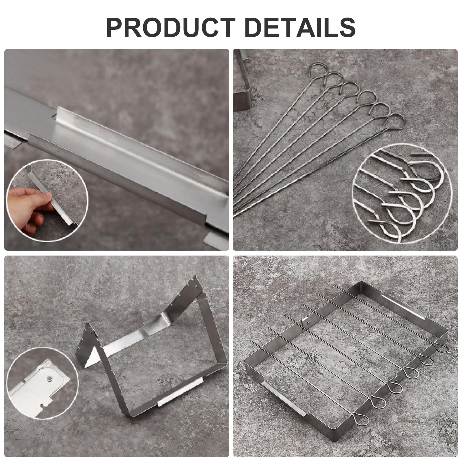 Brochettes à Viande Lot de 6 avec Support pour Barbecue et Accessoires