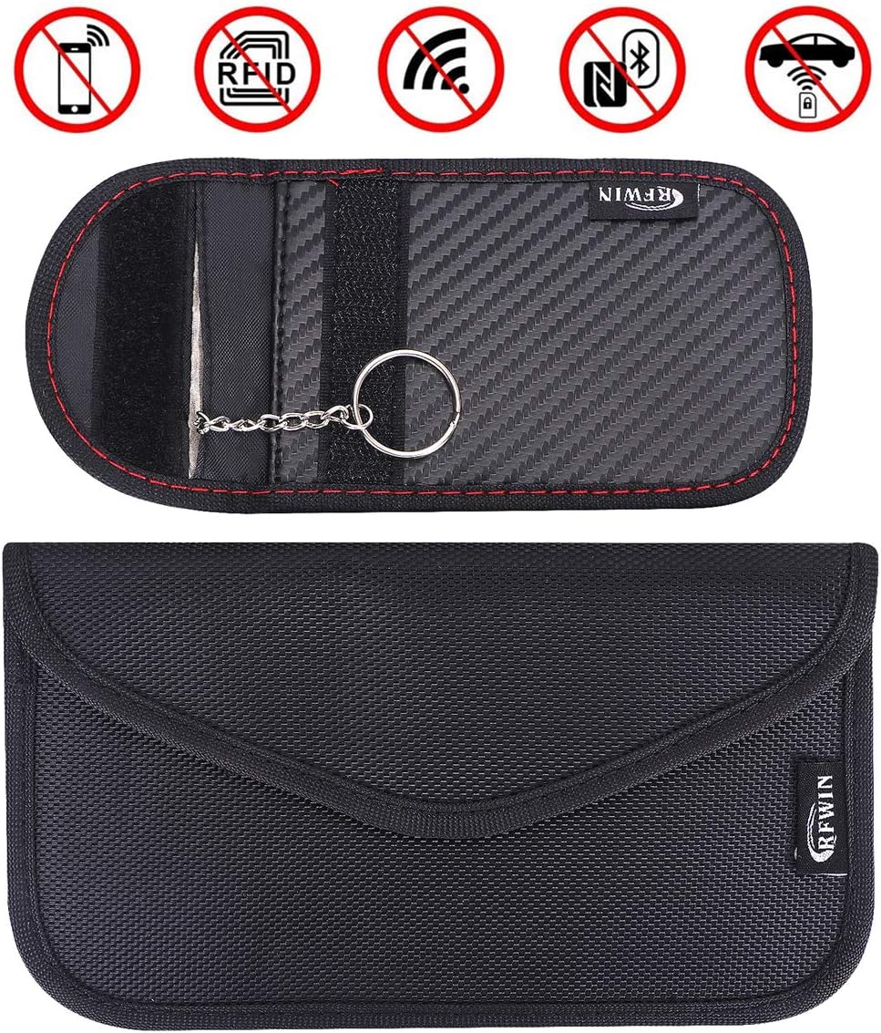 Car Key Signal Blocker Pouches, 2 Pack RFID Blocking Faraday Bag for Keyless Fobs and Remote Entry Keys, Cell Phone Credit Cards Anti-Theft Protection Wallet, WIFI/NFC Blocker