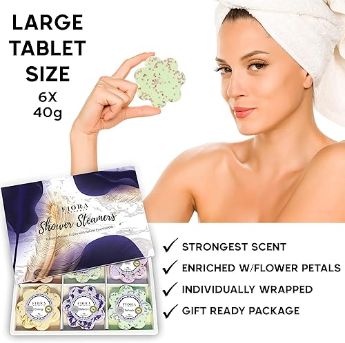 Miniatura 4 de Fiora Naturals - Juego de 6 bombas de ducha con aceites esenciales para aliviar el estrés, ducha de hidromasaje, bomba de baño para ducha, regalo