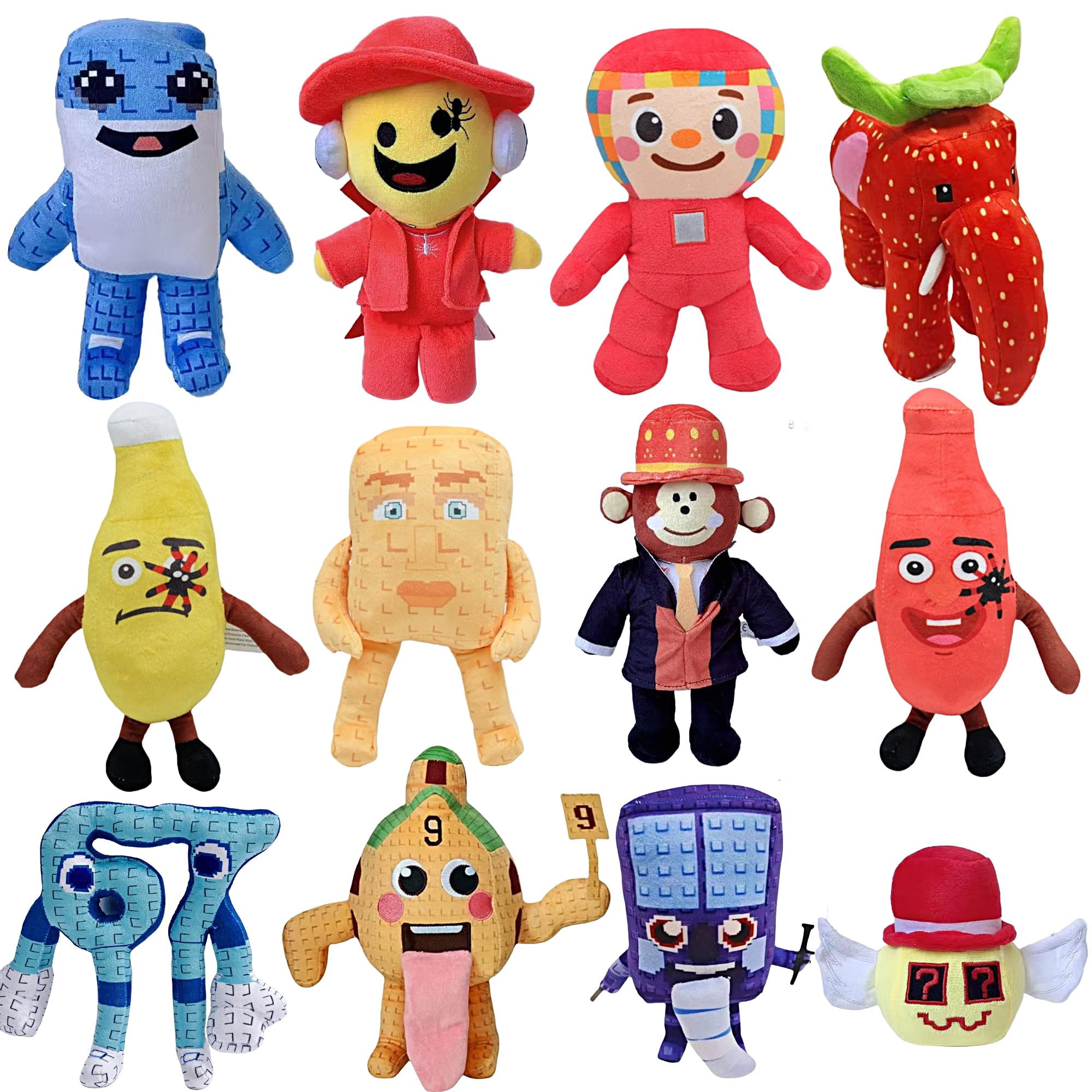 FUNKY STORE 12pcs Steal a Brainrot Plush Collectible Plushie for Birthday Gifts Expressive Plush Playful Gift Idea for