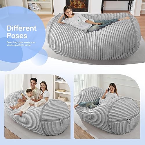Miniatura 211 de HABUTWAY Puf gigante de 2 pies para adultos, con relleno de espuma viscoelástica, puf grande con funda de terciopelo holandés extraíble para sala de