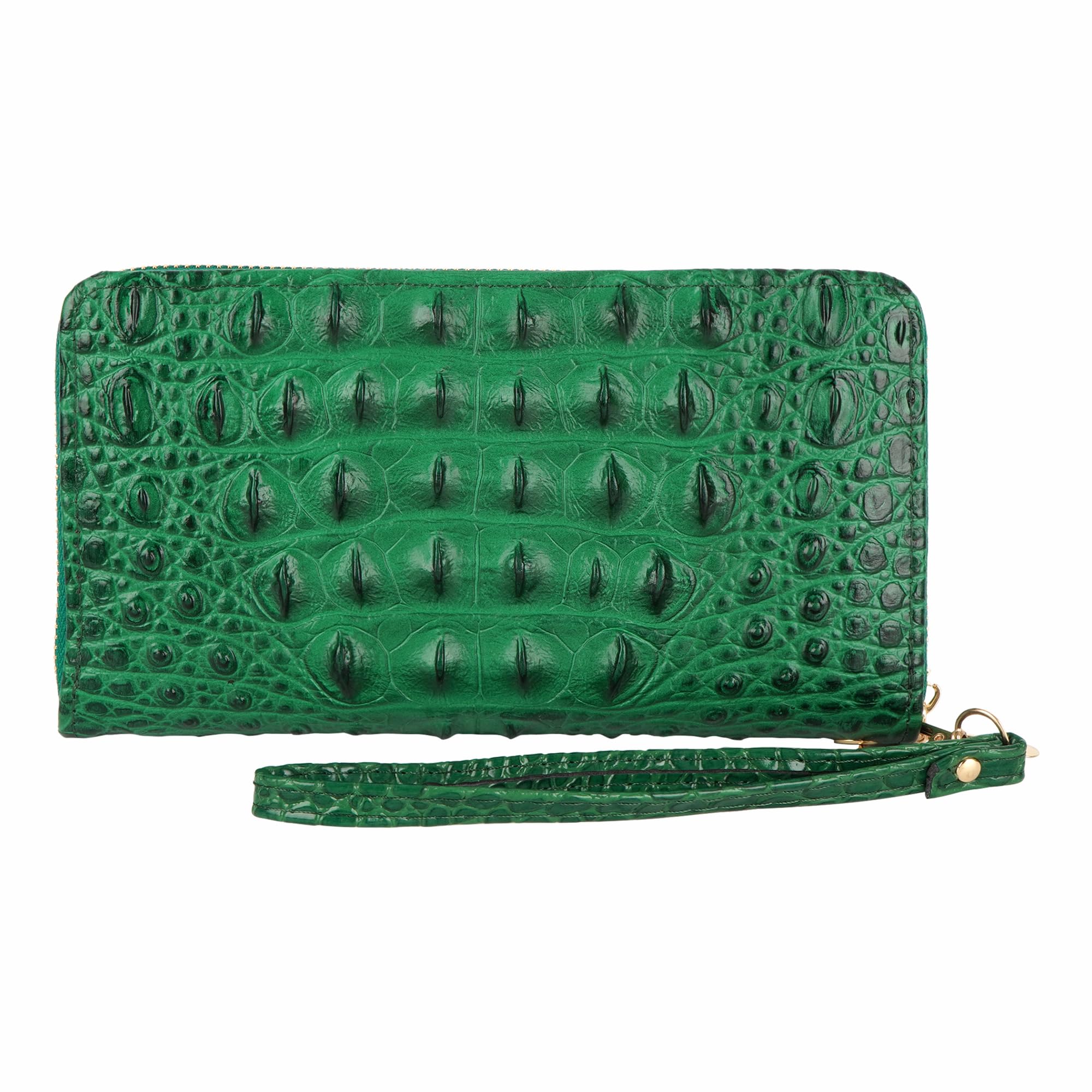 Aisi Women Men Leather Wallet Embossed Crocodile Clutch Wallet Credit Card Holder