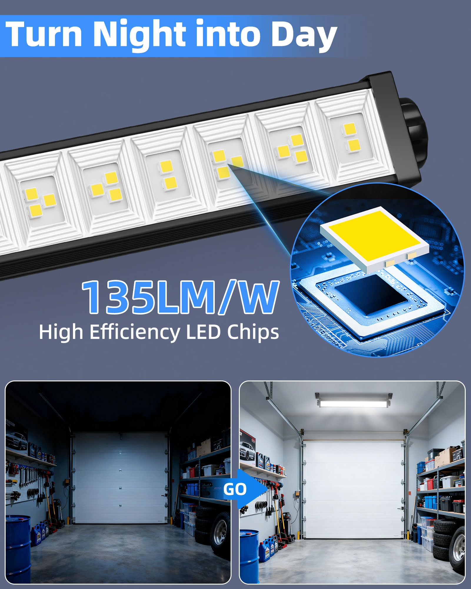 40W LED Shop Light 5400LM Brighter Plug in Garage Light with On Off Switch 6 6FT Cord 6000K — view 4