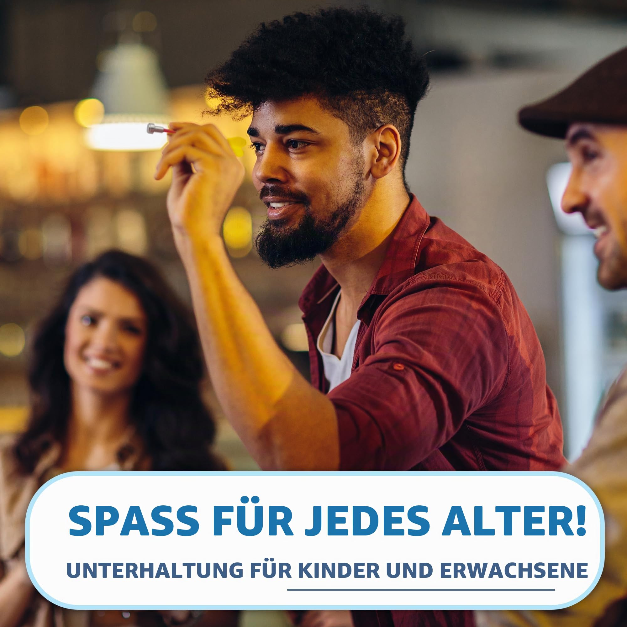 HMmagnets Große und sichere magnetische Dartscheibe (Holzrahmen) für Kinder und Erwachsene – lustiges Spiel für bis zu 4 Spieler – inklusive 12 bunten Dartpfeilen + trocken abwischbaren Punktebrett (2
