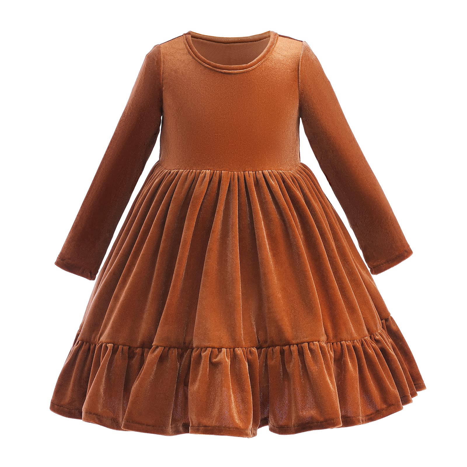 IBAKOM Baby Toddler Girls Velvet Dress Long Sleeve Fall Winter Christmas Dresses Xmas Green Red Velvet Swing Vintage Dress