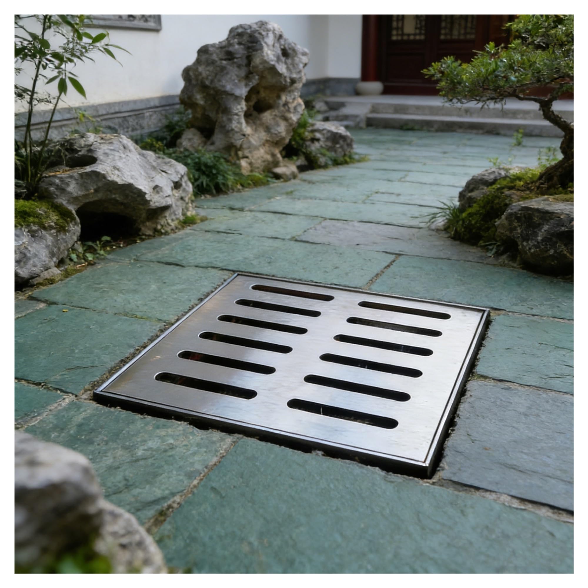 Rejilla de Desagüe Acero Inoxidable 304, Acero Inoxidable 304 Sumidero | Tapa para Canaleta Drenaje Tapa de Rejilla para Jardín, Terraza, Anticorrosión, Plata(10x10x2cm/3.9x3.9x0.8in)