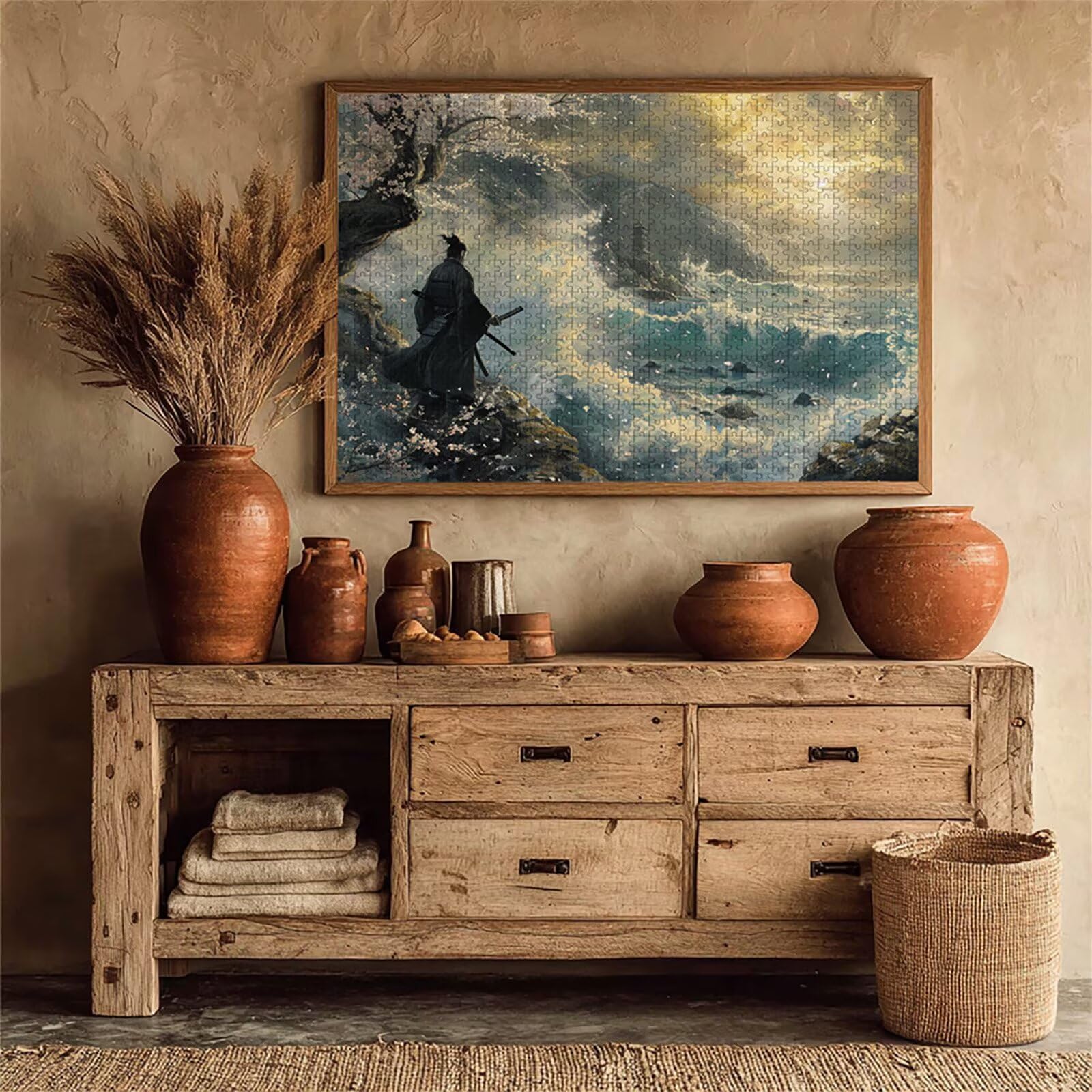 Puzzle 2000 elementów dla dorosłych, fale, drewniane puzzle, 99 x 70 cm, dla mężczyzn, kobiet, starszych seniorów, części ściśle do siebie pasują, dekompresja, dekoracja ścienna, prezenty dla