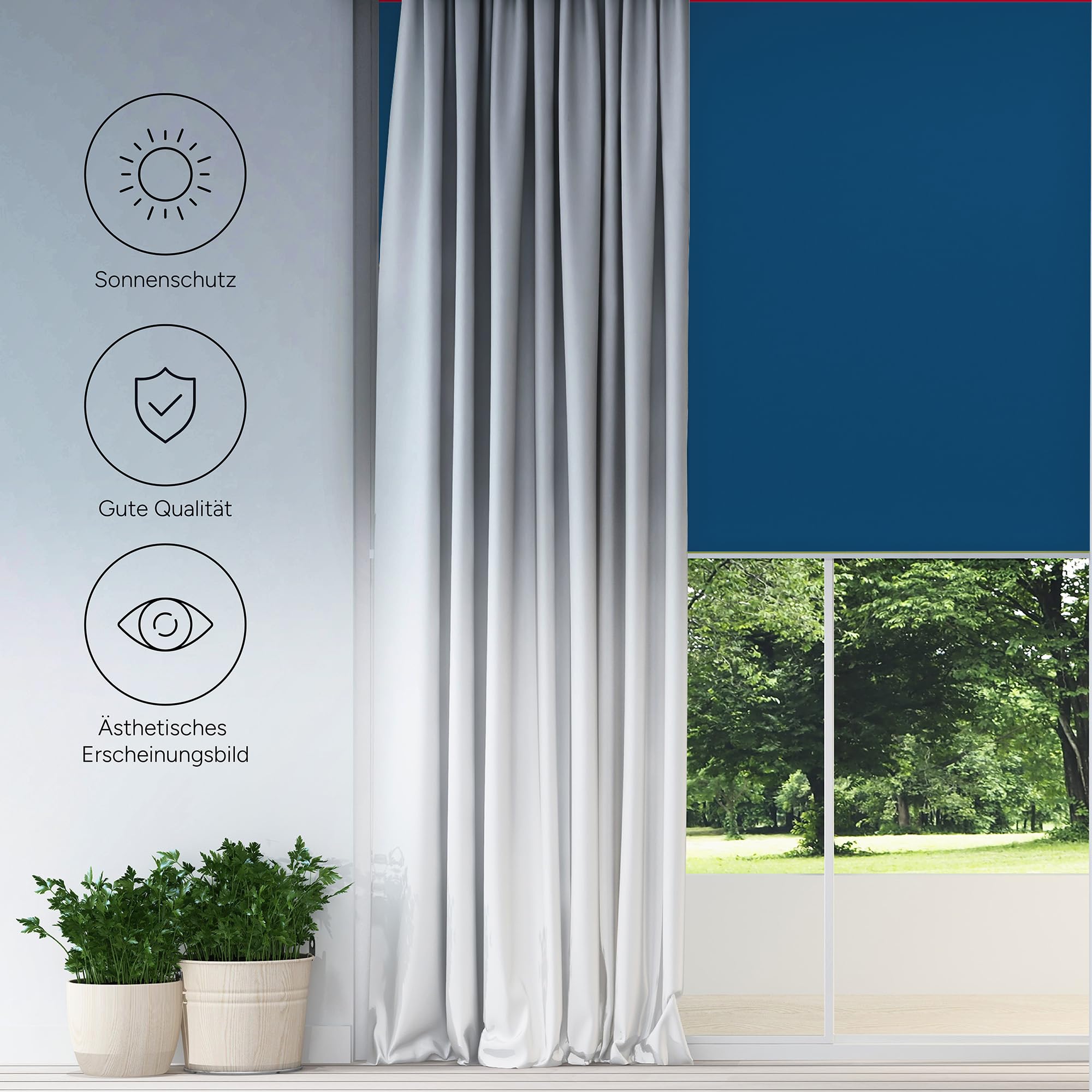 Zero Home - Store Thermique à Enroulement sans Percage, Réflexion Maximale de Lumière, Economie d'énergie, Fabriqué dans L'ue, Occultant 90x220 cm Blau