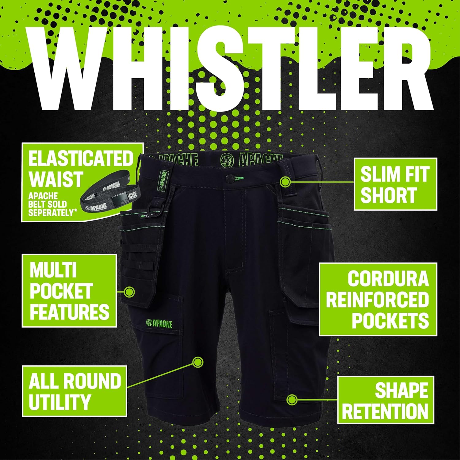 Apache Whistler Men's Professional Utility Pocket Stretch Shorts