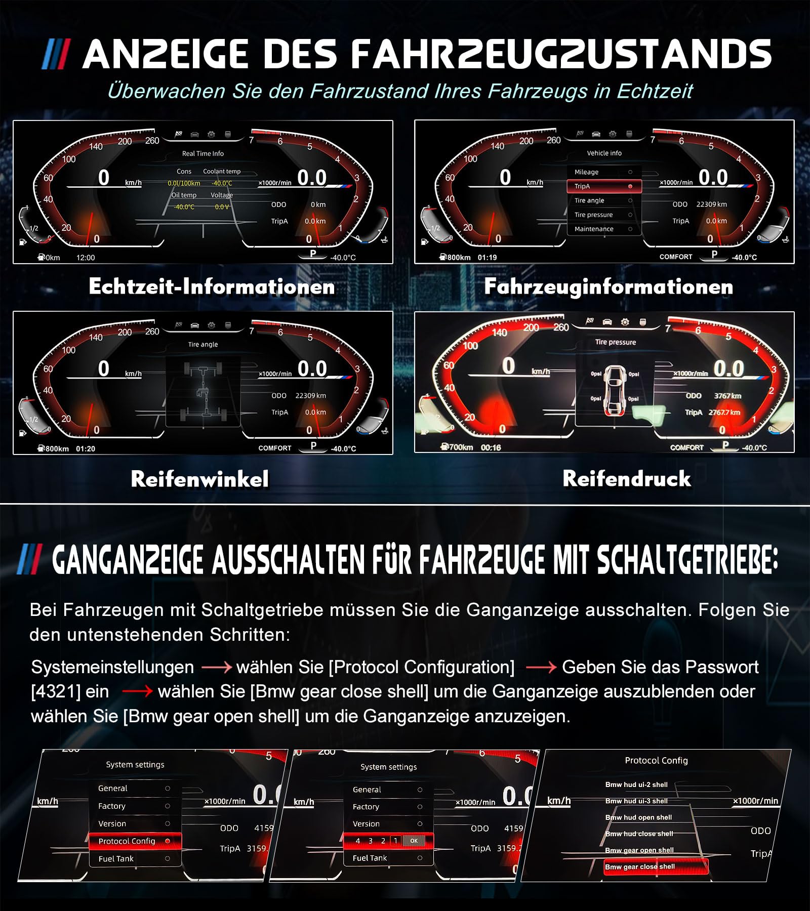Strumento tachimetro digitale da 10'' 1920*720 LCD per BMW Serie 1/2 F20 F50 F22 F45 X1 F48 F49 X2 F39 cruscotto cluster 5UI controllo del volante Plug & Play pneumatici originali consumo di