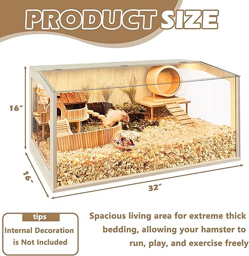 Miniatura 3 de Prolee Hamster Cage Chewproof, Large Hamster Cages and Habitats 32 Inch Guinea Pig Cages Openable Top with Acrylic Sheets Solid Built, 32