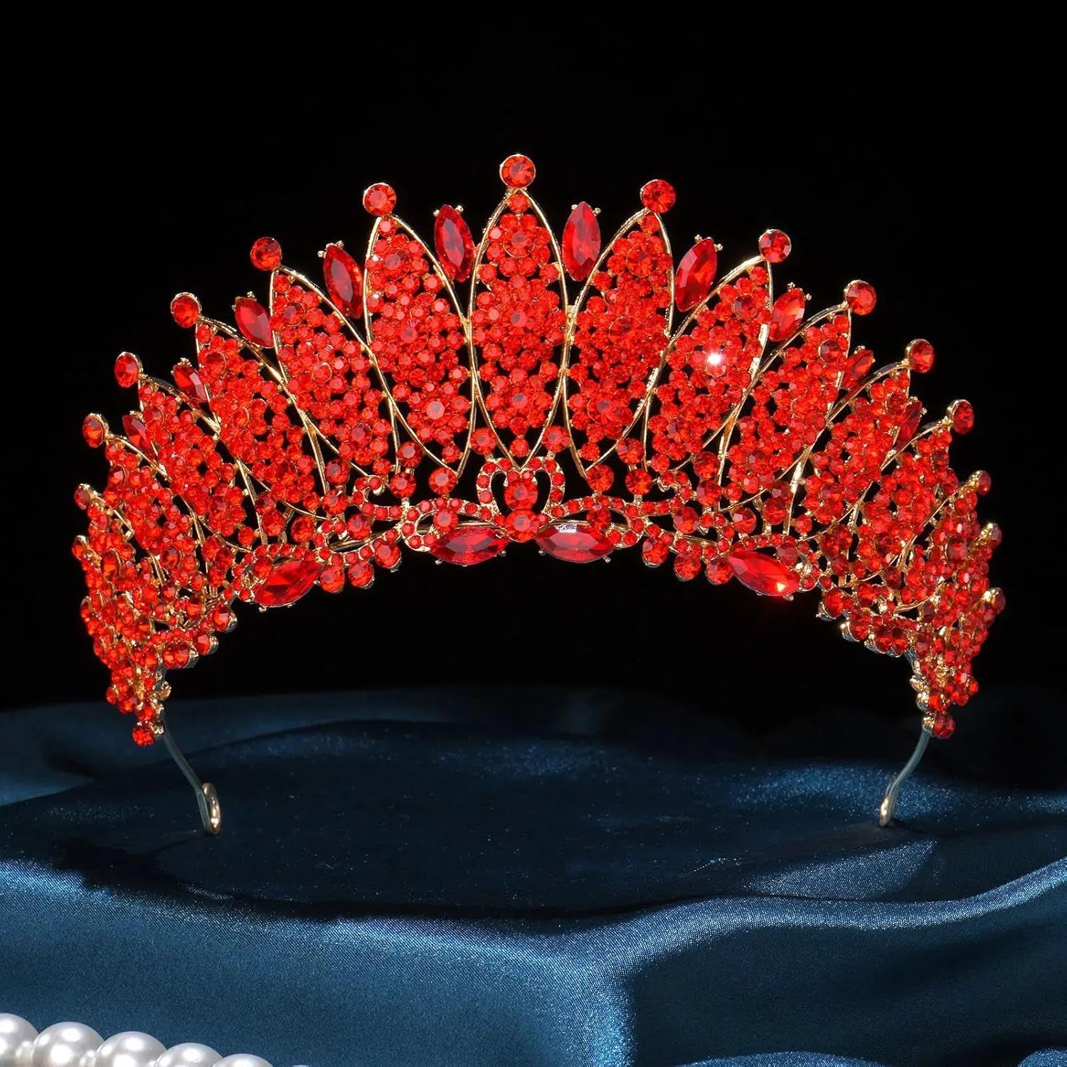 Large Crystal Tiara Crown For Women Royal Queen Rhinestone Headpiece Bridal Wedding Prom Pageant Party Accessories