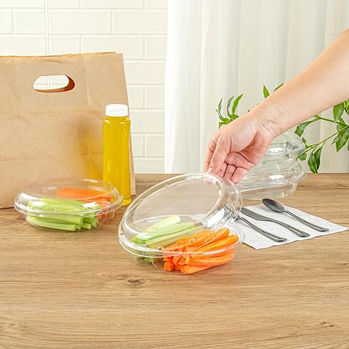 Miniatura 5 de Restaurantware Thermo Tek - Platos para servir de 7.5 x 2.4 pulgadas con tapas, 100 bandejas desechables para verduras, platos redondos de plástico